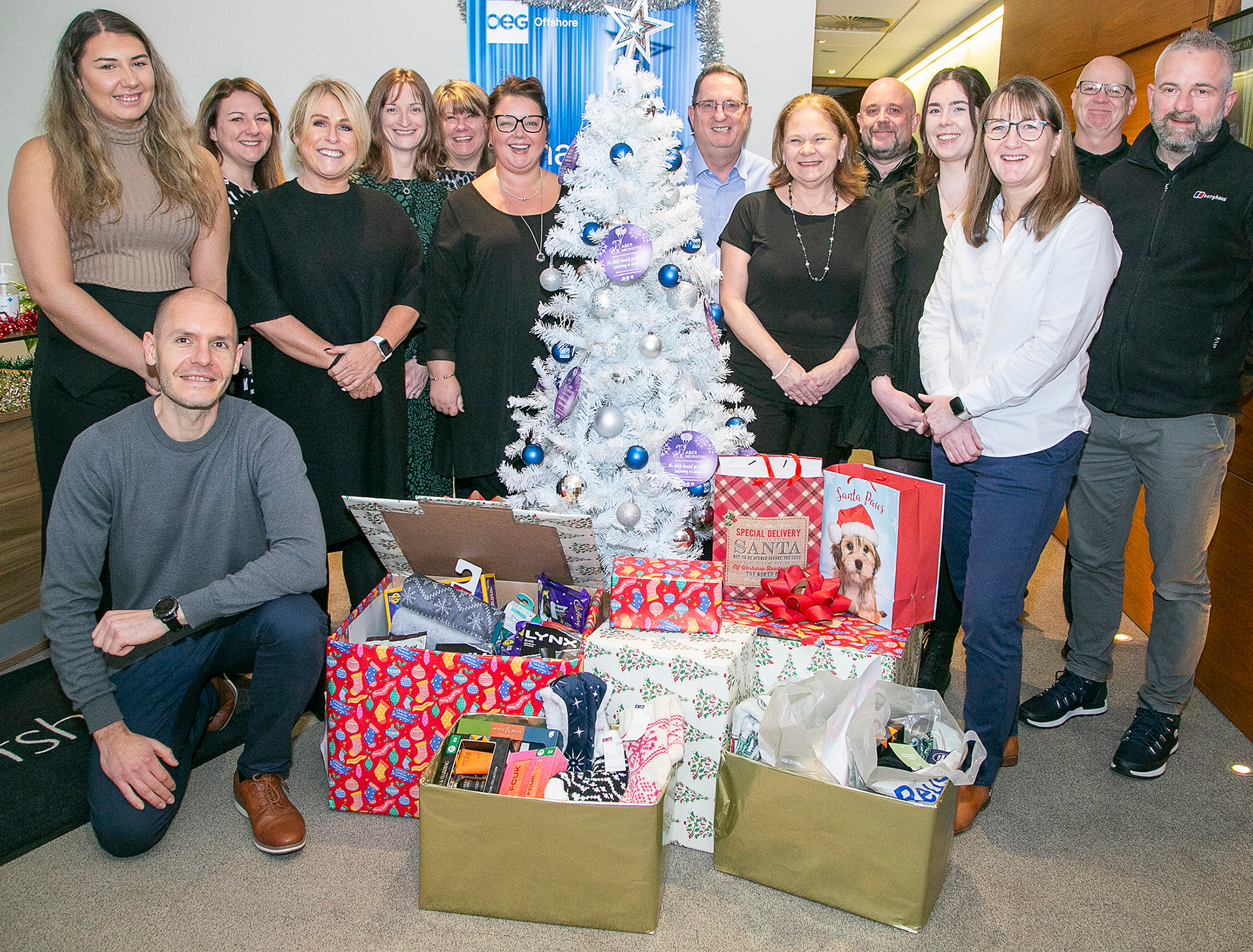 OEG UK Team with donations for AberNecessities